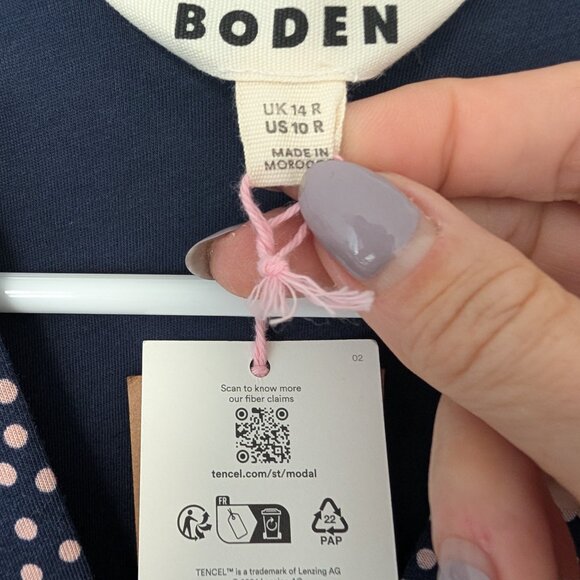 NWT Boden Natalia Jersey Tea Dress in French Navy/Ballet Slipper - Picture 2 of 4